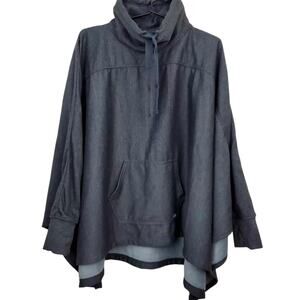 Tahari Sport Funnel Poncho/Cape‎ Gray Cotton Knit Jacket Size M